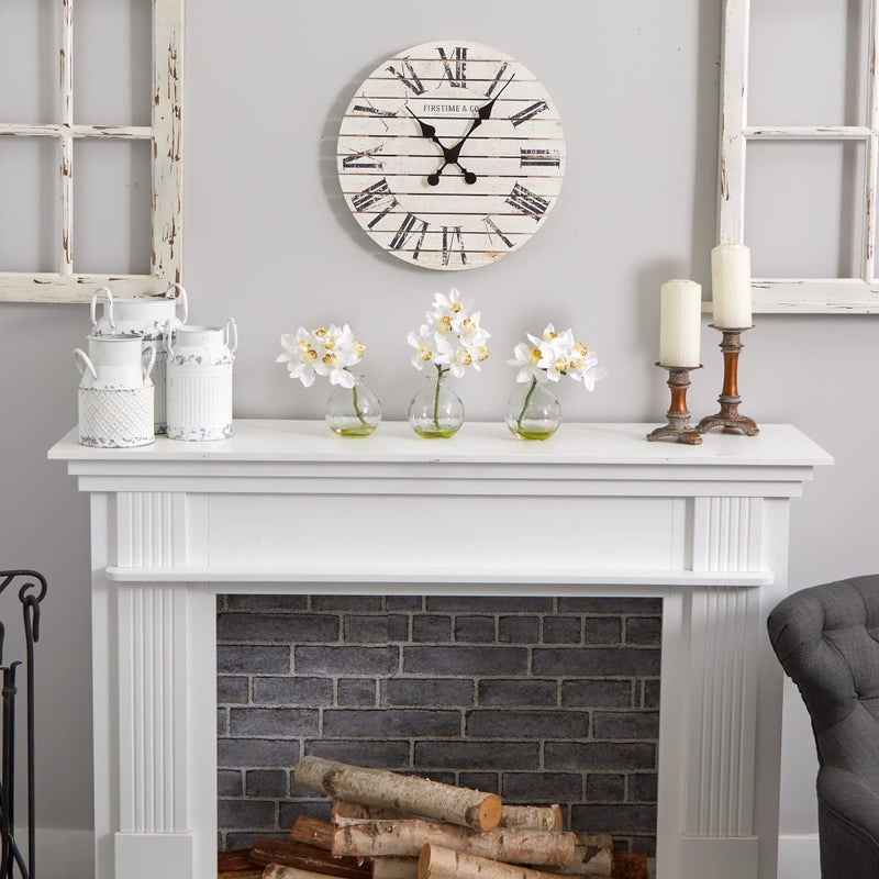 Nearly Natural Cymbidium with Vase Silk Flower Arrangement (Set of 3) - Image 5